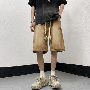 裤子2023新款夏装休闲短裤男港风休闲裤宽松直筒N05533-P40图片