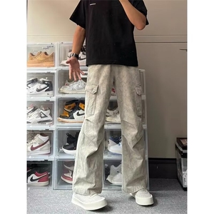 现货DK8280-批55春秋季宽松直筒迷彩脏脏裤潮牌牛仔裤图片