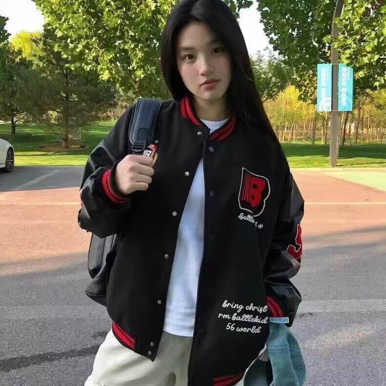 W9571-P70网图现货新款美式复古刺绣棒球服外套撞色拼接夹克,男装夹克,星座1608-2