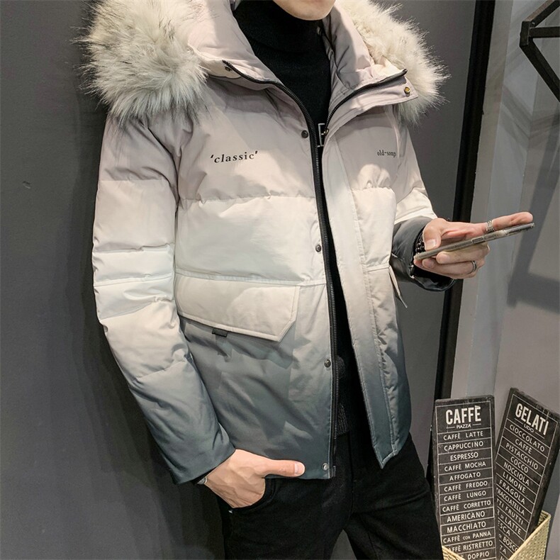 羽绒服男短款2020冬季新款渐变色外套潮牌DS620T图片