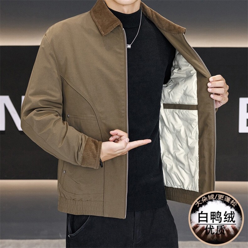 男潮牌短款羽绒服2025新款痞帅翻领夹克外套,男装夹克,星座914