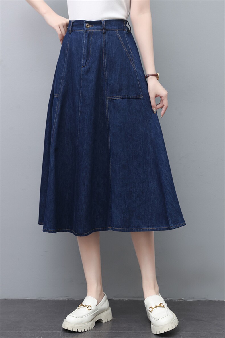 夏季新款高腰显瘦牛仔半身裙女A字裙大码宽松百搭休闲裙，女装半身裙，玛其路