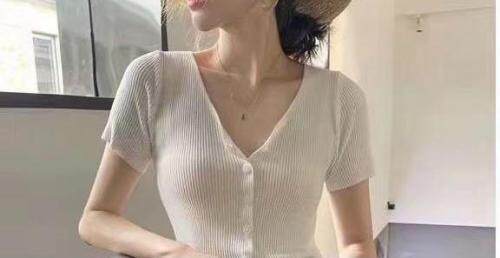 V领短袖打底开衫，女装，魅力元素
