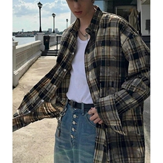 美式复古格子衬衫男长袖春秋款设计感情侣装衬衣外套C8882，男装衬衫，星座1116A（原606A-3）