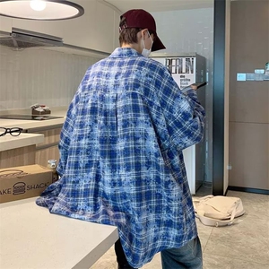 格子衬衫外套男春秋季设计感ins潮长袖衬衣港风日系高级感痞帅气图片