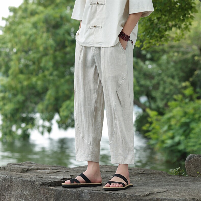 纯亚麻九分裤风星座815-8613p100，男装休闲裤，星座815（原A203）