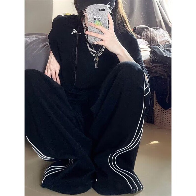 DK92-P40美式侧边三条杠运动裤女夏季2025新款宽松裤-网图现货,男装休闲裤,星座603-2