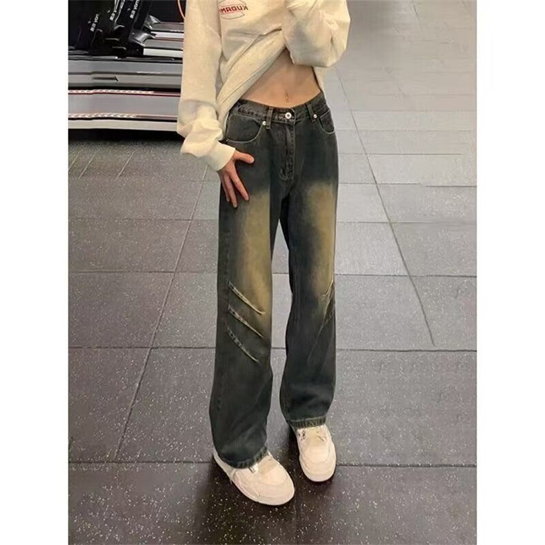 美式高街水洗牛仔裤男款高个子vibe裤子修身直筒微喇长裤网图,男装牛仔裤,星座410-6（原星座1304-1）