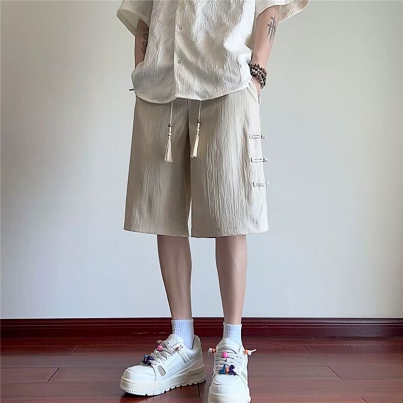 2025新款新中式风短裤男夏季薄款透气潮流痞帅休闲五分裤,男装牛仔裤,星座218-1（原230）