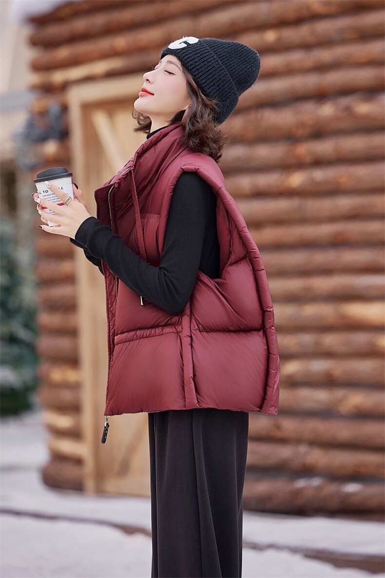 羽绒服马甲女2024冬季新款白鸭绒立领加厚设计感百搭轻薄时尚外套,女装羽绒服,仟媚宠