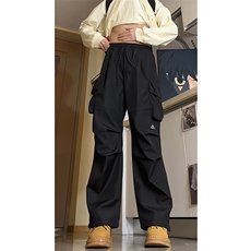 8XL-M春季伞兵冲锋裤男款大码户外机能刺绣登山裤直筒阔腿裤KZ020，男装休闲裤，电商B312