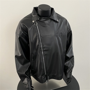欧美街头宽松机车服皮衣男高级感飞行员PU皮夹克外套JK112-P60图片