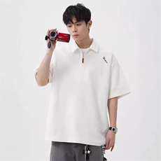 1506-1/TG16051/P31时尚男装半拉链短袖上衣字母刺绣休闲T恤百搭，男装T恤，星座1506-1