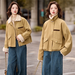 拼毛绒派克羽绒服女2025冬季新款小个子超好看洋气短款白鸭绒外套图片