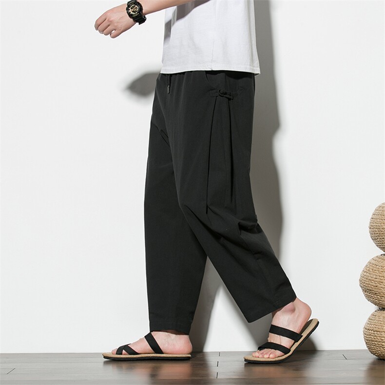 2023风民族风棉麻九分裤盘扣汉服A057-K177-P55白墙，男装民族服装，电商A057B