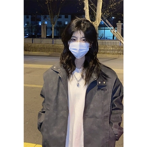 抖音FORINES同款刺绣皮夹克外套DY1901-特P85网图,冬天 卫衣外套搭配什么裤子好看图片