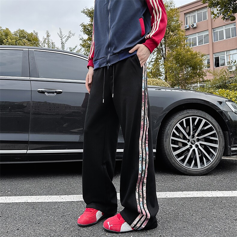 XK60022-P35条纹休闲裤男春秋款潮牌痞帅炸街宽松运动裤青少年,男装休闲裤,电商A178