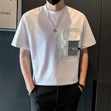 2025新款夏季短袖T恤男设计感潮流口袋纯棉体恤A313-1-67031-P45，男装T恤，电商A313-1