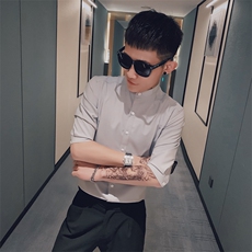 312A-236-P55新款社会小伙中袖衬衫韩版潮流男士五分袖衬衣B，男装T恤，星座312A-5