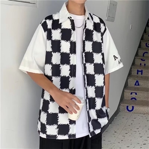 新款潮流格子衬衣外套男夏季宽松型潮流ins五分袖衬衫 W7194-P34图片