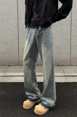 2025秋季新款外景美式猫须闪电纹牛仔裤M-5XLGK25976-P50，男装牛仔裤，电商A022