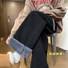 韩版阔腿裤女冬季新款加绒保暖通勤运动卫裤5D2122-TP3569，男装休闲裤，电商A102