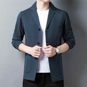 DEJ-J009男式2023秋季新款西服针织开衫西装领商务休闲男装P118图片