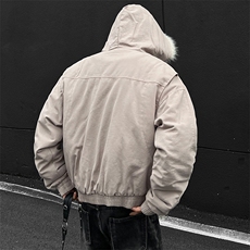 现货高品质美式高街冬季重磅硬挺短款座山雕毛领棉衣男女加厚外套，男装棉衣，电商A486-1