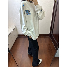 5203-P40好质量#原版刺绣螺纹领包边拉肩休闲长袖，女装卫衣/绒衫，星座617A-2