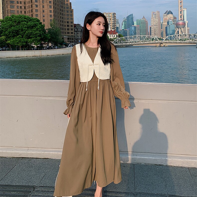 新中式国风连衣裙女春秋2025新款流行套装裙气质高级感盘扣复古,女装套装/套裙,唛多