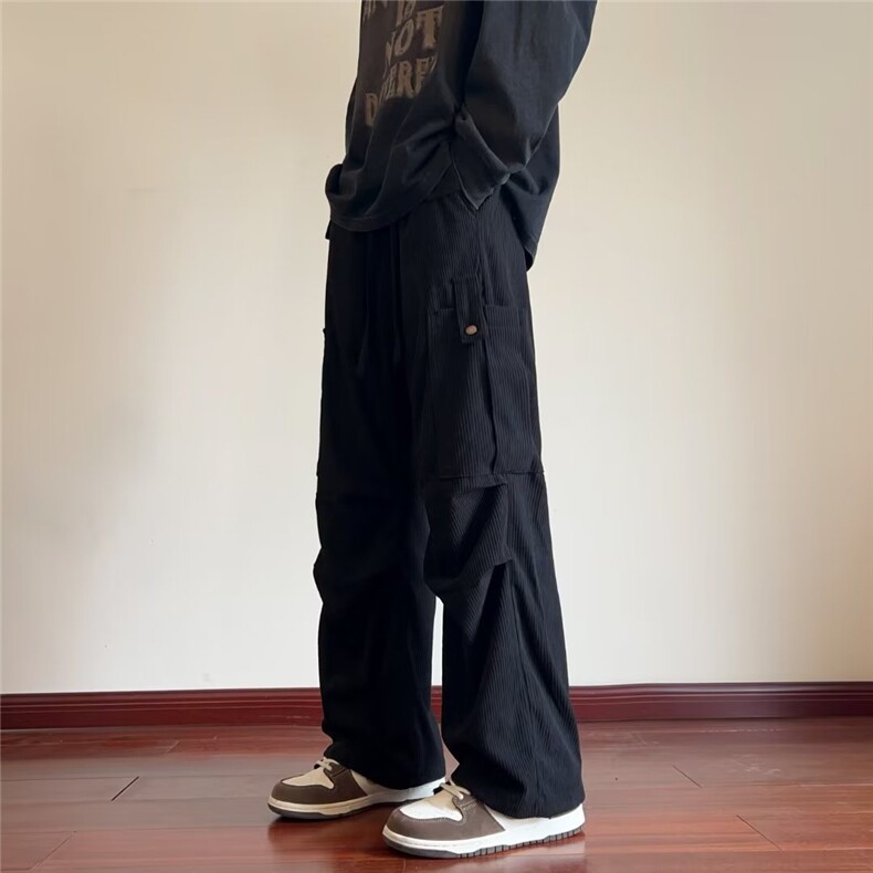 灯芯绒工装裤男士秋季新款宽松直筒裤子阔腿加绒休闲长裤KH947,男装休闲裤,星座1116A-1（原606A）