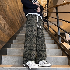 毛呢潮针织民族风休闲裤男女秋冬宽松潮慵懒阔腿裤子MK3101-P52，男装休闲裤，星座302B