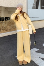 奶盐系黄色休闲运动套装女2025年春秋季新款加厚卫衣阔腿裤两件套，女装套装/套裙，2C317