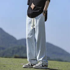 2024新款潮流休闲牛仔裤学生宽松直筒嘻哈潮牌裤子K828-特批-37，男装牛仔裤，星座718-1