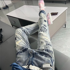 1506-1/KH1361/P56秋季新款潮牌贴布补丁男士刺绣修身牛仔裤潮流，男装牛仔裤，星座1506-1