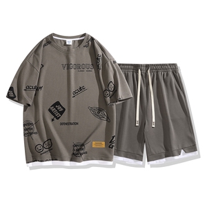 夏季运动套装日系白底休闲百搭时尚短套装CK2410+TC3156-P54控89图片