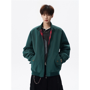 美式复古棒球服外套男春秋季潮牌拉链立领夹克宽松上衣服JK005图片