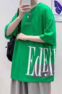 夏装学生纯棉印花短袖T恤2023时尚潮牌半袖男女 1588-P38 控价58图片