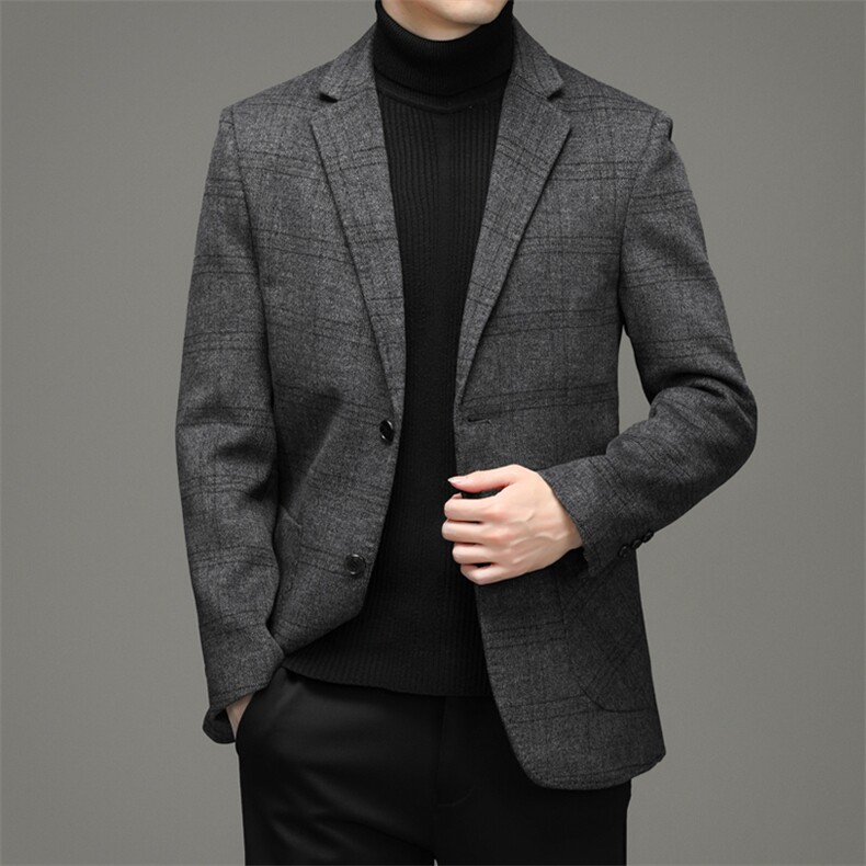 中年男士爸爸冬装商务休闲毛呢外套冬季羊毛呢子加厚保暖男装大衣，男装毛呢大衣，电商B212（原钱塘6029）