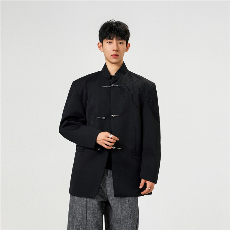 可二开「折棘」荆棘立体绣设计大码M-5XL中式西服XF78058P90控138,男装西服,星座226-1