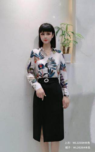 2021秋季新款长袖花色修身显瘦气质小衫大量现货供应，其它，婉伦