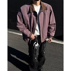 美式复古拼色翻领工装夹克男，男装夹克，星座410-7