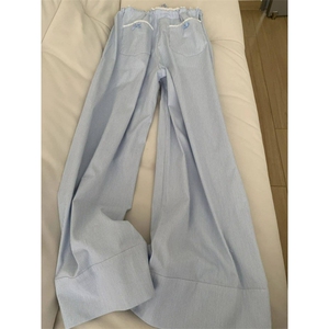 AK2366-P50新款设计感竖条纹阔腿裤女慵懒宽松休闲垂感拖地裤图片