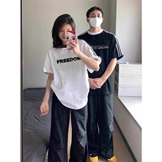 H0561-P35不一样的情侣装小众2025红三条杠百搭短袖T恤，女装T恤，星座617A-2