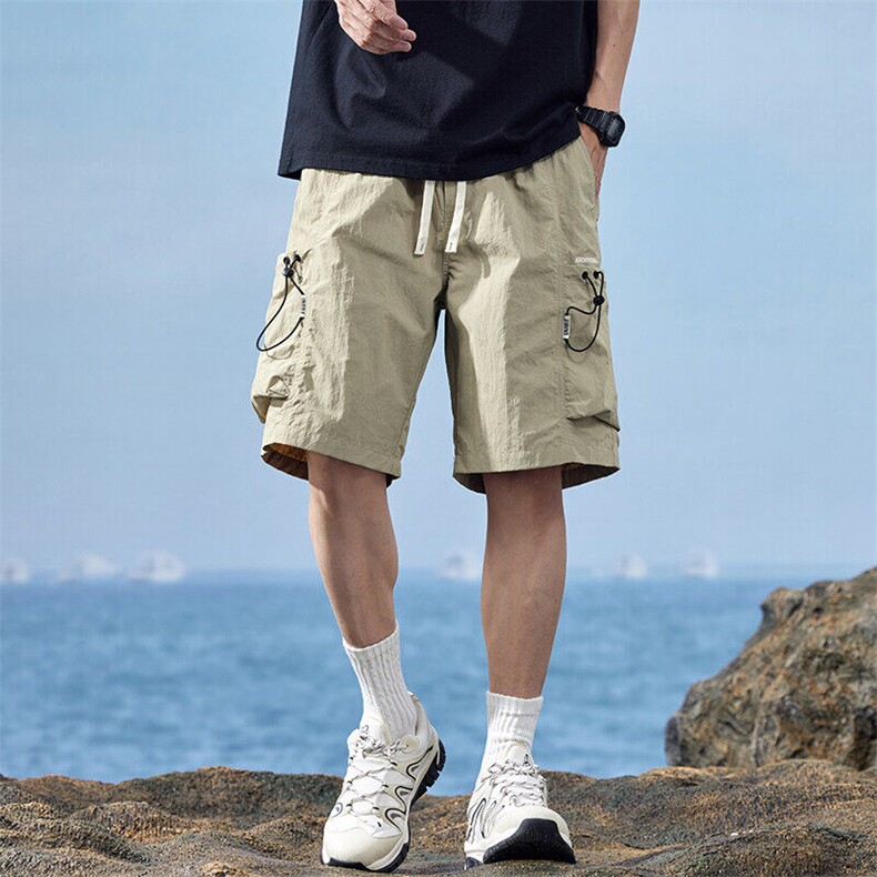 冰丝宽松运动休闲直筒五分裤男夏季新款日系速干工装裤Z9813-P35,男装牛仔裤,星座509