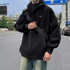 拉链紫色冲锋衣外套男女秋季新款潮牌美式机能风连帽夹克~Y9277，男装夹克，星座601-2