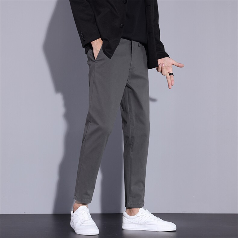 2025秋季新款男士百搭休闲裤小直筒长裤小脚修身九分裤1502-P48，男装休闲裤，星座1006-1