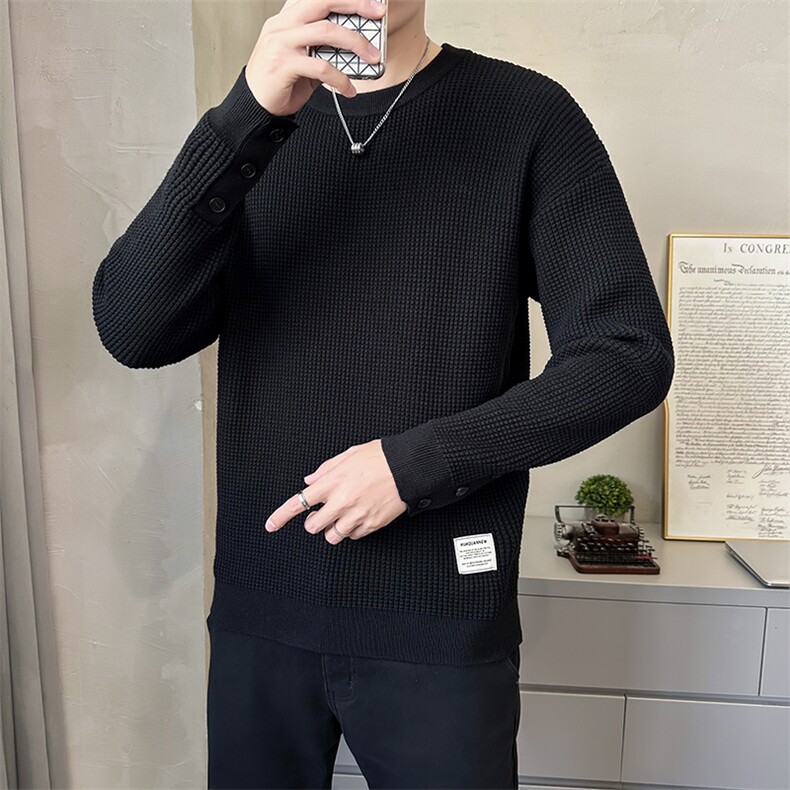 B353MY909P80黑2024店主宽松秋冬男士潮版针织衫套头毛体男,男装针织衫/毛衣,电商B353