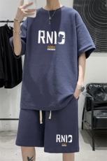！2024夏季新款男士华夫格短袖T恤套装学生一套HTZ06P50，男装T恤，电商B220