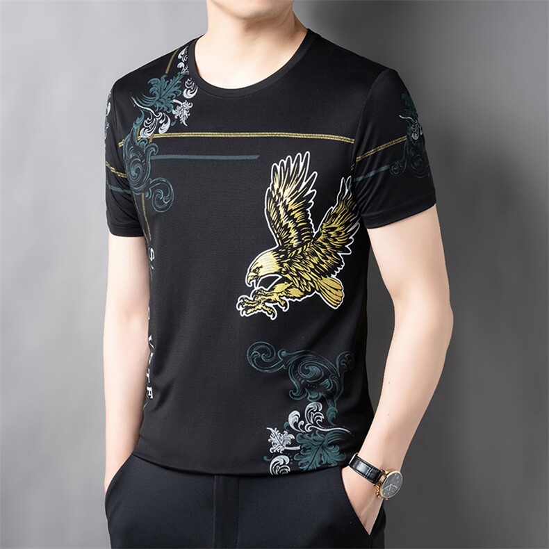 春夏季新款短袖商务休闲男士半袖T恤中年时尚百搭修身短袖T恤上衣,男装T恤,电商B212（原钱塘6029）